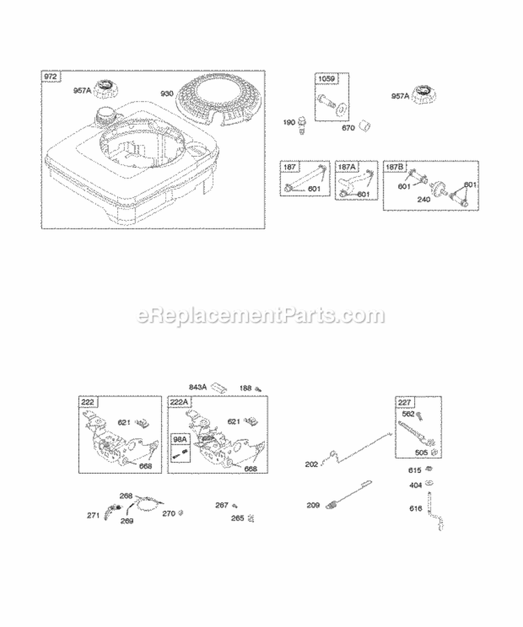 Controls Fuel Supply Governor Spring Diagram and Parts List for 12J702-0639-01  Briggs and Stratton Engine
